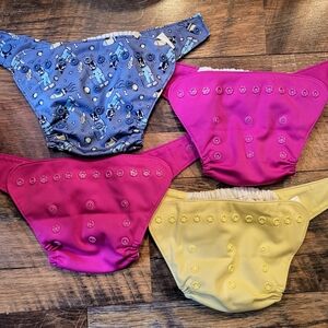 Grovia Hybrid Lot of 4 Shells AI2 Cloth Diaper Covers Pink Yellow Space Dog